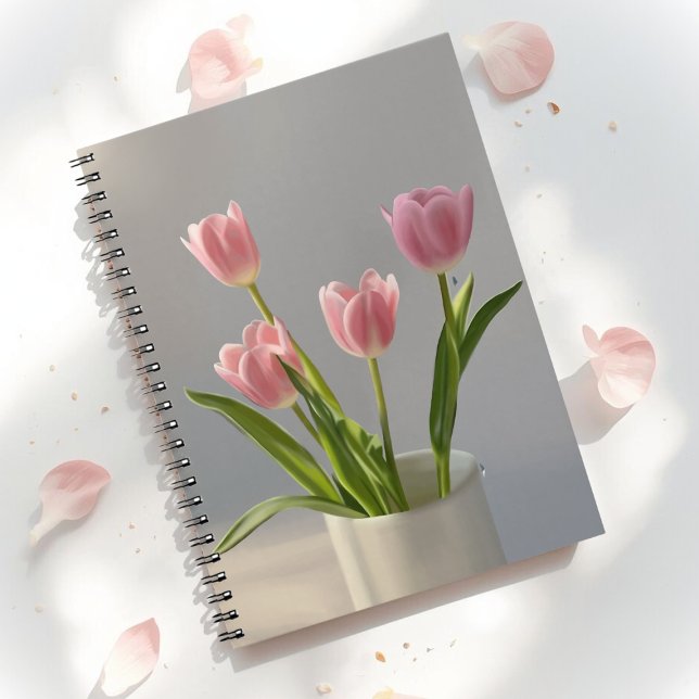 Rosa Tulip Vase Realismus Gemälde Notizblock (Von Creator hochgeladen)