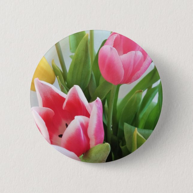 Rosa Tulips, Blumenstrauß, Blume Button (Vorderseite)
