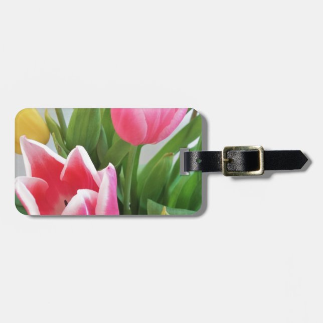 Rosa Tulips, Blumenstrauß, Blume Gepäckanhänger (Vorderseite horizontal)