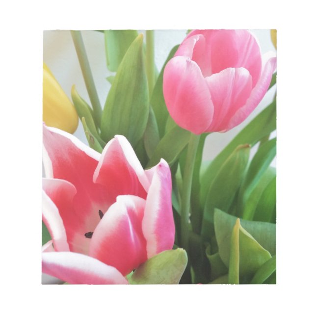 Rosa Tulips, Blumenstrauß, Blume Notizblock (Vorderseite)