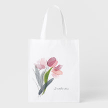 Rosa Tulips Grüne Blätter Weiß deinen Namen