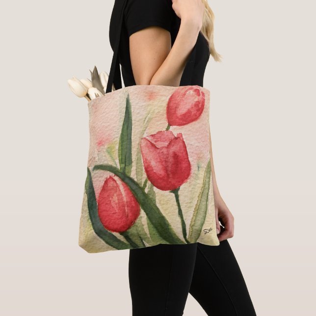 Rosa Tulips Multiprint Tasche, Tasche Schultern (Von Nahem)