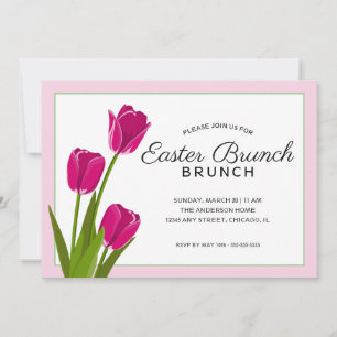 Rosa Tulips   Osterfeier Einladung