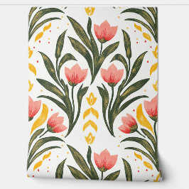 Rosa Tulips und Grünpflanzen Tapete