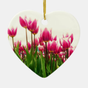 Rosa Tulpe-Herz-geformtes Keramik Ornament