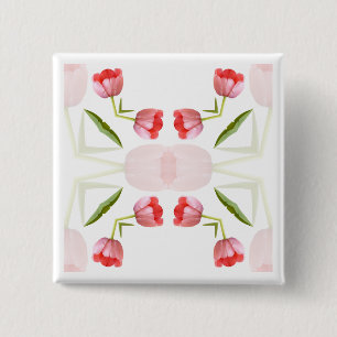 Rosa Tulpe-Kaleidoskop-Muster Button