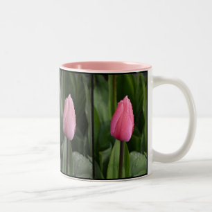 Rosa Tulpemuster-Kaffee-Tasse Zweifarbige Tasse