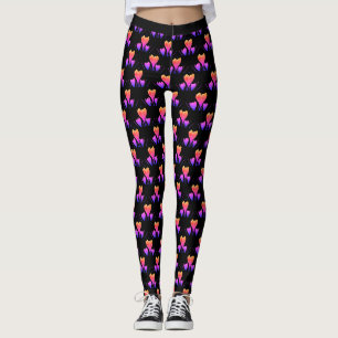 Rosa Tulpen auf schwarzem Hintergrund Benutzerdefi Leggings