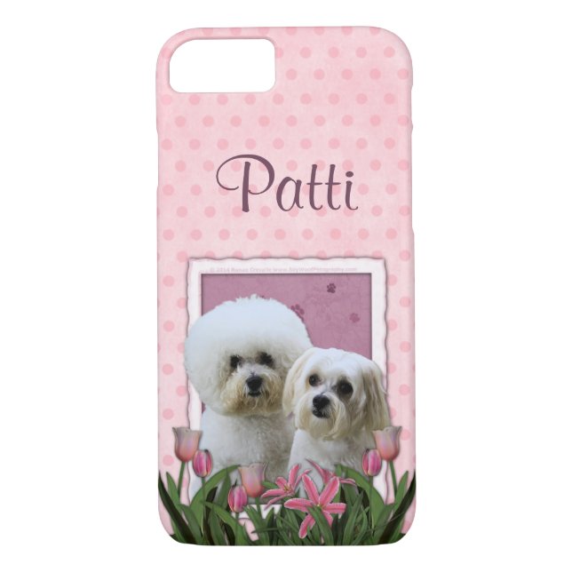 Rosa Tulpen - Bichon und maltesisches Case-Mate iPhone Hülle (Rückseite)