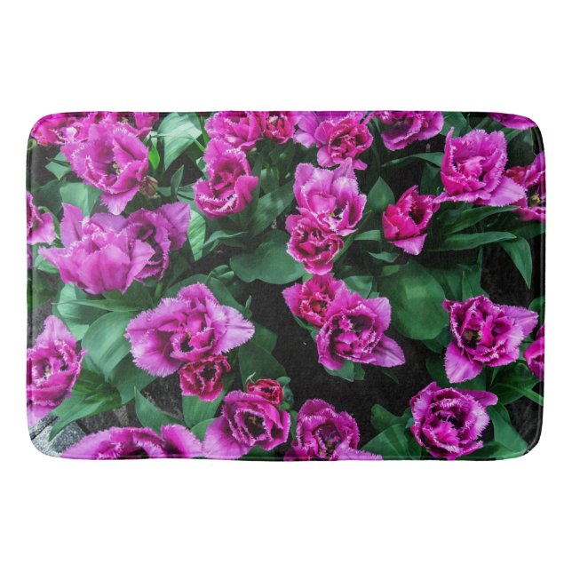 Rosa Tulpen Blume Badematte (Vorderseite)
