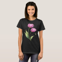 Rosa Tulpen-Blumen-Ästhetik Grafik-T-Shirt