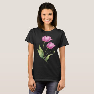 Rosa Tulpen-Blumen-Ästhetik Grafik-T-Shirt T-Shirt