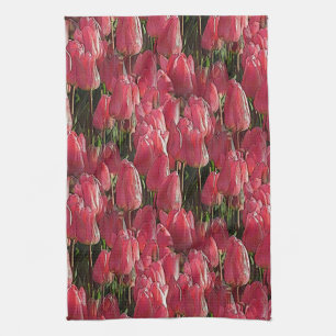 Rosa Tulpen Blumen Geschirrtuch