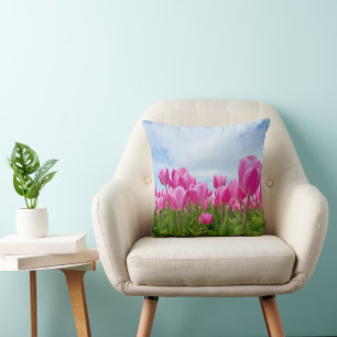 Rosa Tulpen Blumen Wurf Kissen