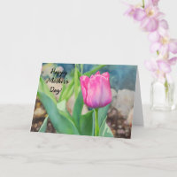 Rosa Tulpen-Blumengarten Kunst Muttertagskarte
