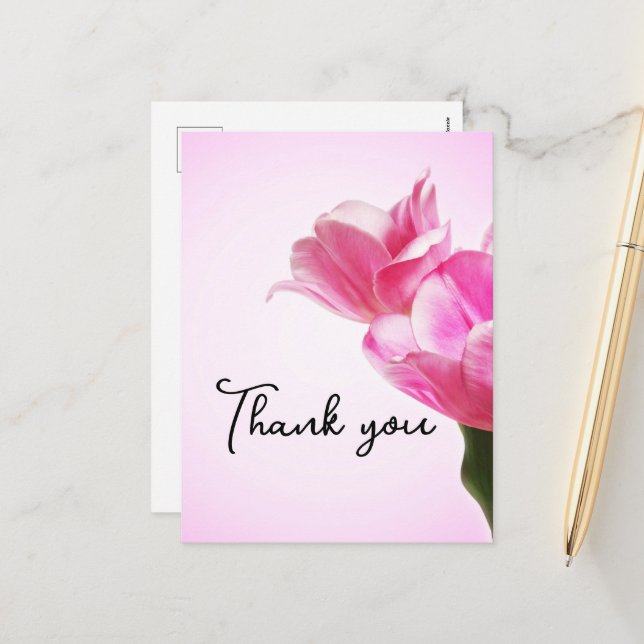 Rosa Tulpen Feiertagspostkarte (Vorderseite/Rückseite Beispiel)