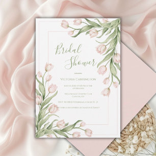 Rosa Tulpen Florale Elegante Brautparty  Einladung