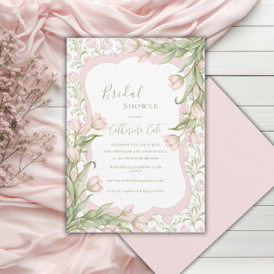 Rosa Tulpen Florale Elegante Vintage Brautparty Einladung