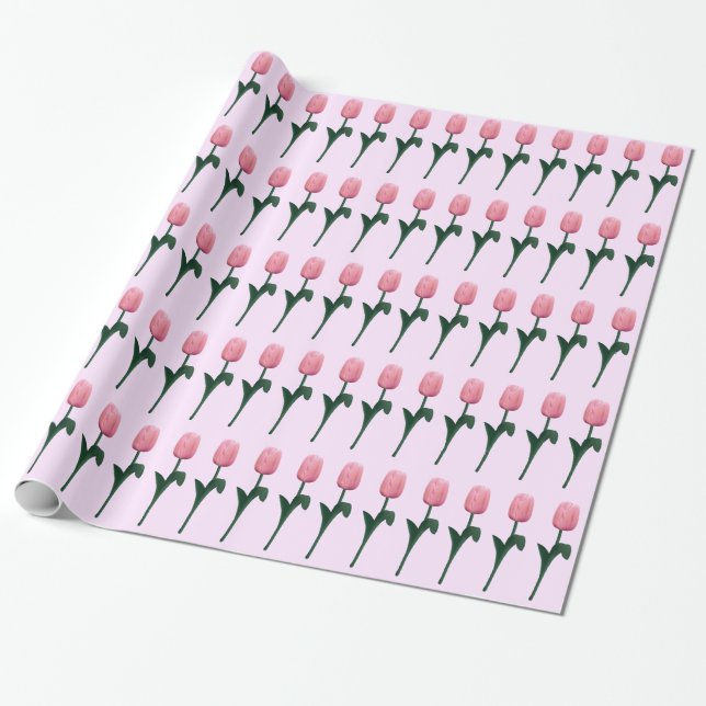 Rosa Tulpen Geschenkpapier (Ungerollt)