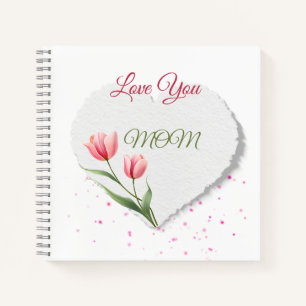 Rosa Tulpen Lieben Dich Mama Papierherz Notizbuch