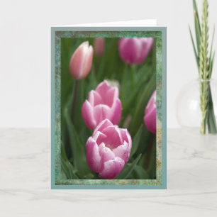 Rosa Tulpen mit Abtropfen Karte