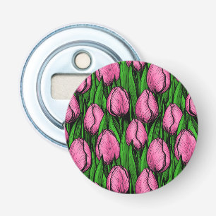 Rosa Tulpen mit grünen Blätter Flaschenöffner