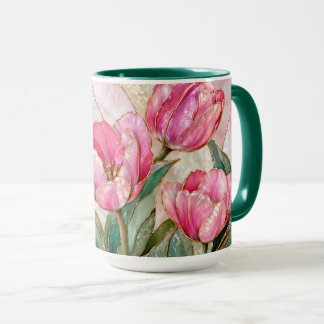 Rosa Tulpen-Tasse Elegante Florale Kaffeetasse