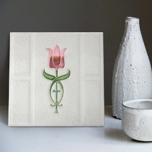 Rosa Tulpen-Wanddekoration Nouveau Art Deco Gibbon Fliese