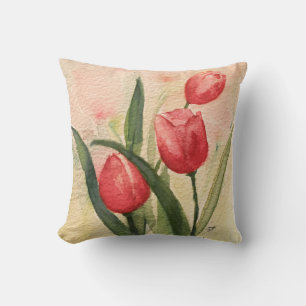 Rosa Tulpen-Wurfkissen 16" x 16" Kissen
