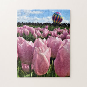 Rosa Tulpenfeld mit Heißluftballon, Oregon Puzzle