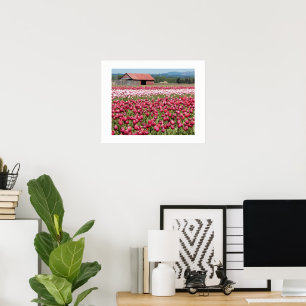 Rosa Tulpenfelder Florale Fotografie Poster