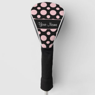 Rosa Tupfen auf schwarzem Hintergrund Golf Headcover