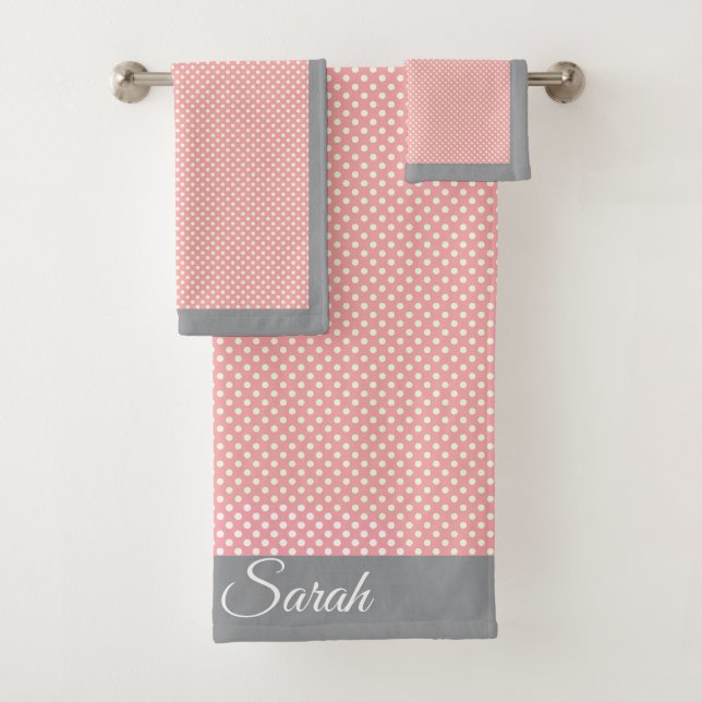 Rosa Tupfen Badhandtuch Set (Insitu)