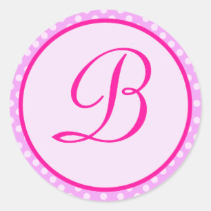 Rosa Tupfen-Monogramm-Initialen-Aufkleber Runder Aufkleber