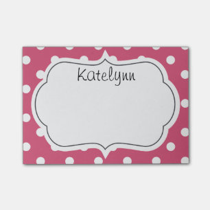 Rosa Tupfen-Monogramm-Post-Itanmerkungen Post-it Klebezettel