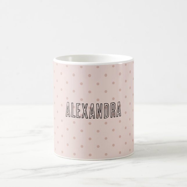 Rosa Tupfen Personalisierter Name Kaffeetasse (Mittel)