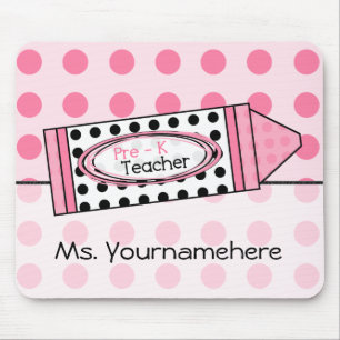 Rosa Tupfen-Zeichenstift Pre-K Lehrer Mousepad
