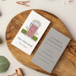 Rosa Tür   Zuhause-Staging oder Interior Design Visitenkarte