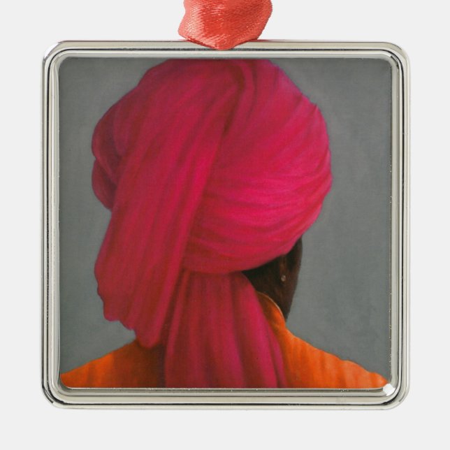 Rosa Turban Ornament Aus Metall (Vorne)
