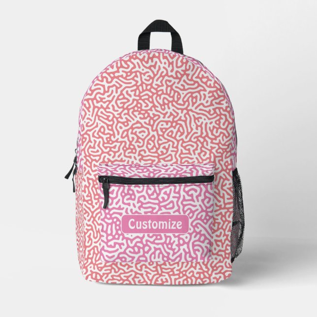 Rosa Turing-Muster Bedruckter Rucksack (Vorderseite)