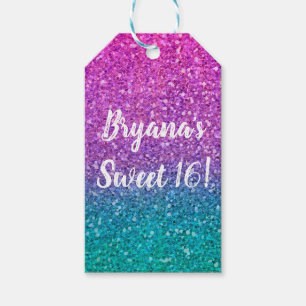 Rosa Türk Aqua Blau und Lila Funkelnde Glitter Par Geschenkanhänger