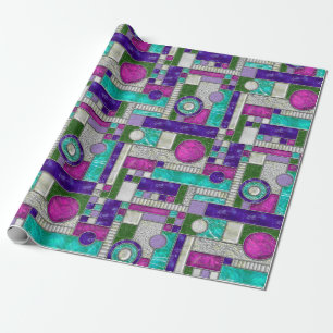 Rosa Türkis Art Deco Buntglas Geschenkpapier