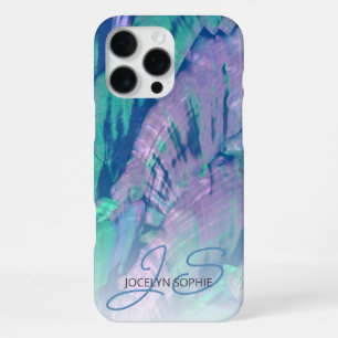 Rosa Türkis Blau Abalone-Schalen-Muster iPhone 16 Pro Max Hülle