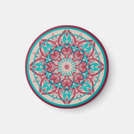 Rosa & Türkis Boho-Mandala Magnet