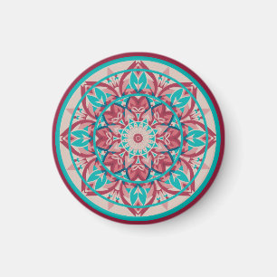 Rosa & Türkis Boho-Mandala Magnet