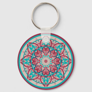 Rosa & Türkis Boho Mandala Schlüsselanhänger
