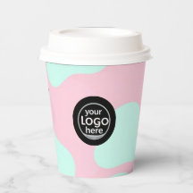 Rosa & Türkis Bubble-Papierbecher - Eigenes Logo