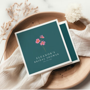 Rosa Türkis Grüne Blumen Boho Benutzerdefinierte B Serviette