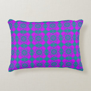 Rosa Türkis Lila Karo Argyle-Muster Dekokissen