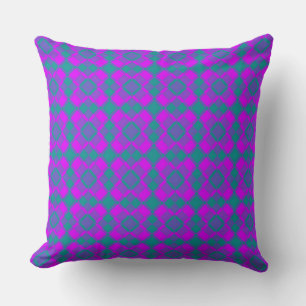 Rosa Türkis Lila Karo Argyle-Muster Kissen